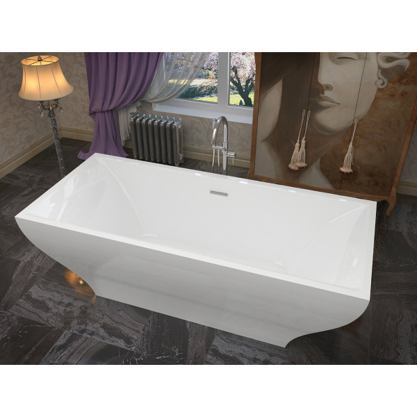ANZZI FT-AZ010 Vision Center Drain Freestanding Bathtub In Glossy White