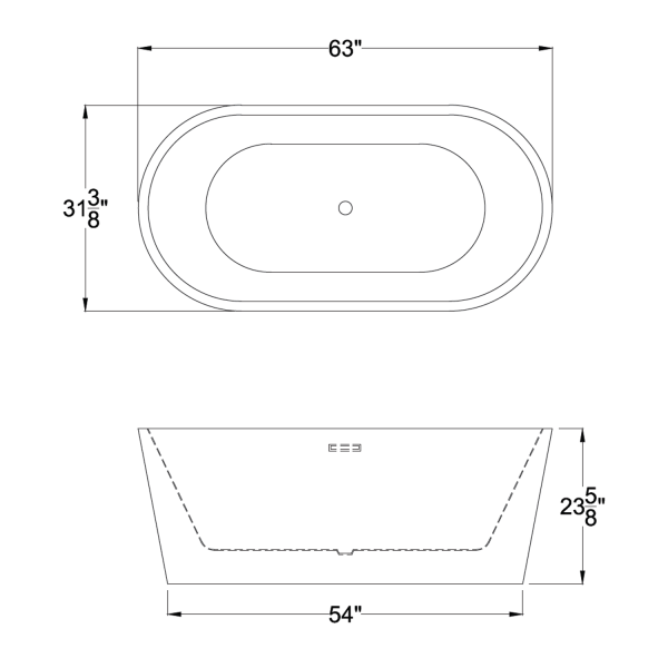 ANZZI FT-AZ011 Dualita Center Drain Freestanding Bathtub in Glossy Black