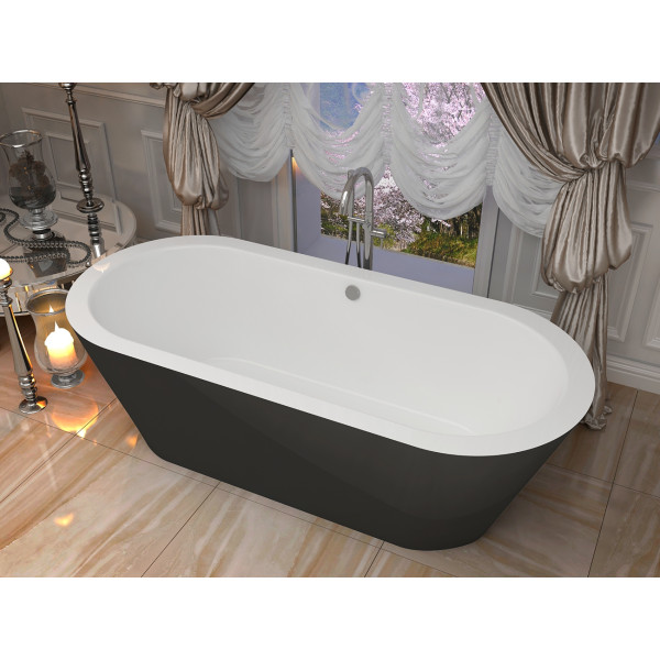 ANZZI FT-AZ012 Dualita Center Drain Freestanding Bathtub in Glossy Black