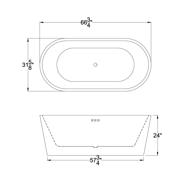 ANZZI FT-AZ013 Dualita Center Drain Freestanding Bathtub in Glossy Black