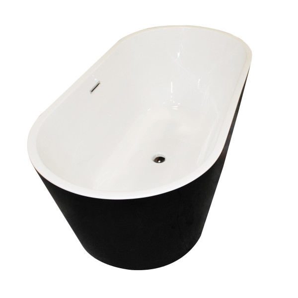 ANZZI FT-AZ014 Dualita Center Drain Freestanding Bathtub in Glossy Black