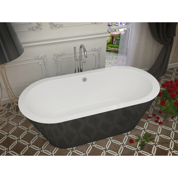 ANZZI FT-AZ014 Dualita Center Drain Freestanding Bathtub in Glossy Black
