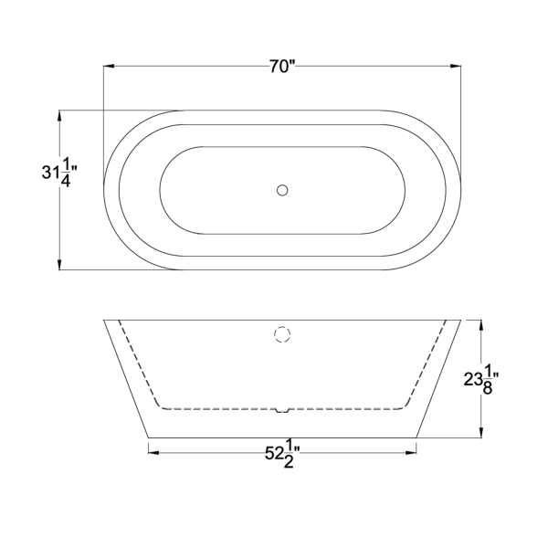ANZZI FT-AZ014 Dualita Center Drain Freestanding Bathtub in Glossy Black