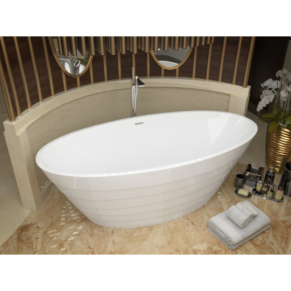 ANZZI FT-AZ068 Nimbus Center Drain Freestanding Bathtub in Glossy White