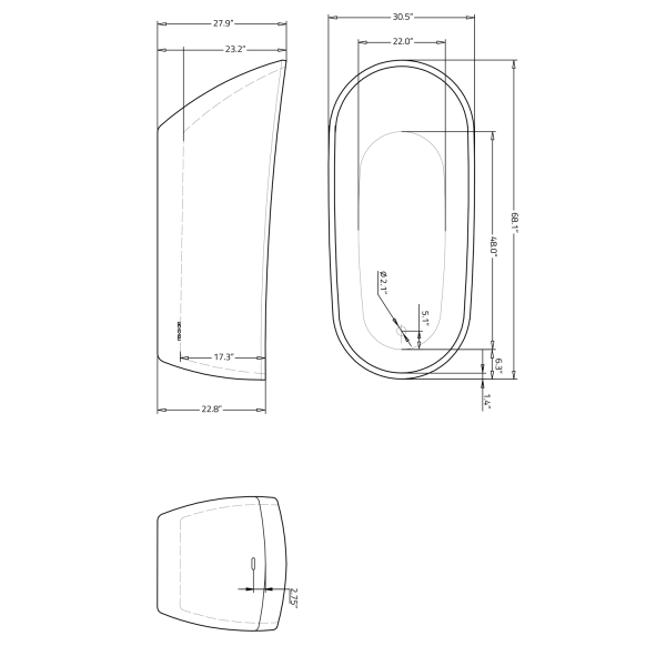 ANZZI FT-AZ069 Bouie Series 5.68 ft. Freestanding Bathtub in Caiman Skin