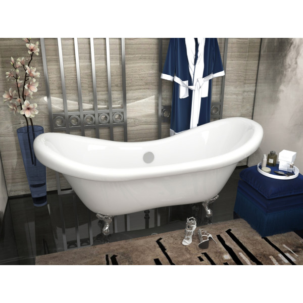ANZZI FT-AZ082 Aegis 5.7 ft. Center Drain Claw Foot Bathtub In Glossy White