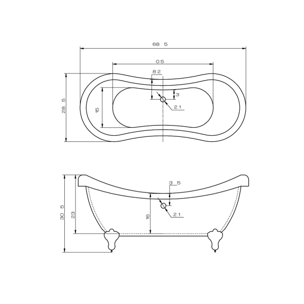 ANZZI FT-AZ082 Aegis 5.7 ft. Center Drain Claw Foot Bathtub In Glossy White