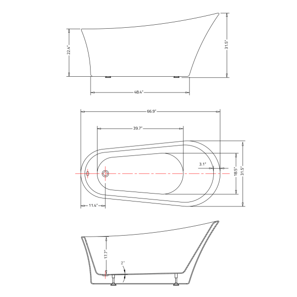 ANZZI FT-AZ092 Maple Series 5.58 ft. Freestanding Bathtub in White