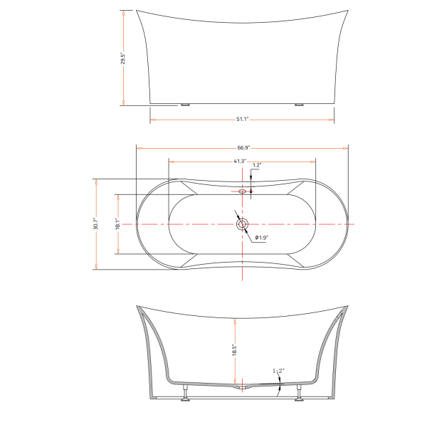 ANZZI FT-AZ096 Eft Series 5.58 ft. Freestanding Bathtub in White