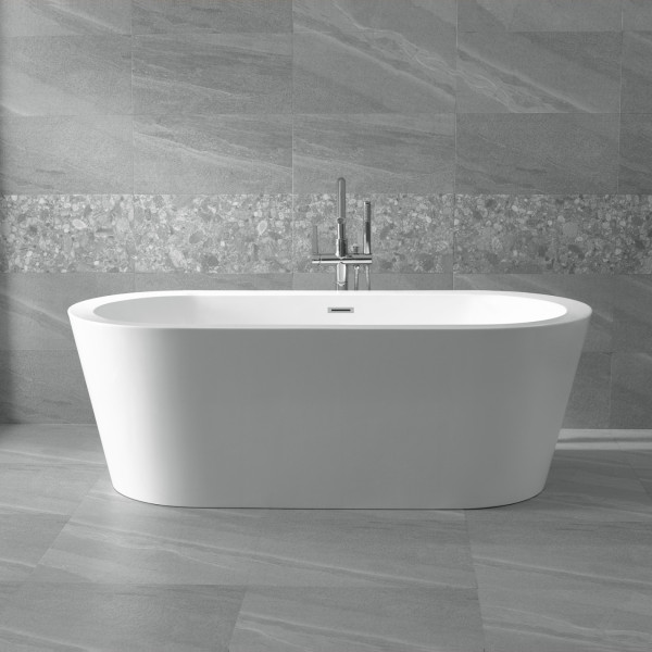 ANZZI FT-AZ104 Ares 5.5 ft. Center Drain Freestanding Bathtub Glossy White