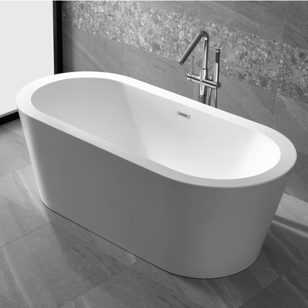 ANZZI FT-AZ104 Ares 5.5 ft. Center Drain Freestanding Bathtub Glossy White