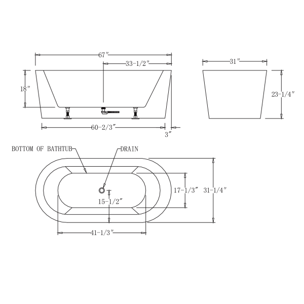 ANZZI FT-AZ104 Ares 5.5 ft. Center Drain Freestanding Bathtub Glossy White