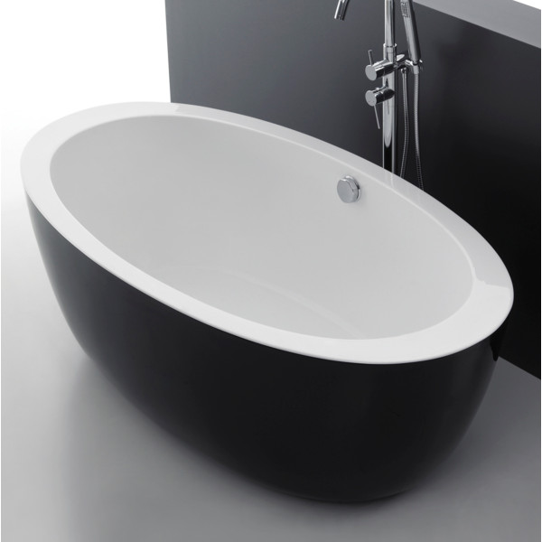 ANZZI FT-AZ105 Apollo Center Drain Freestanding Bathtub in Glossy Black