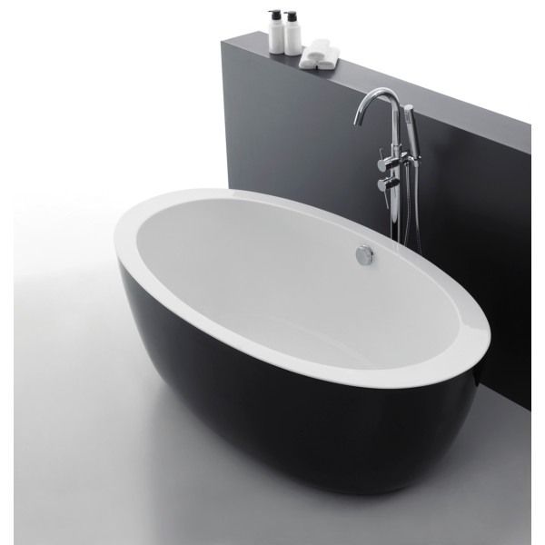 ANZZI FT-AZ105 Apollo Center Drain Freestanding Bathtub in Glossy Black