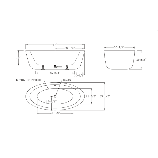 ANZZI FT-AZ105 Apollo Center Drain Freestanding Bathtub in Glossy Black