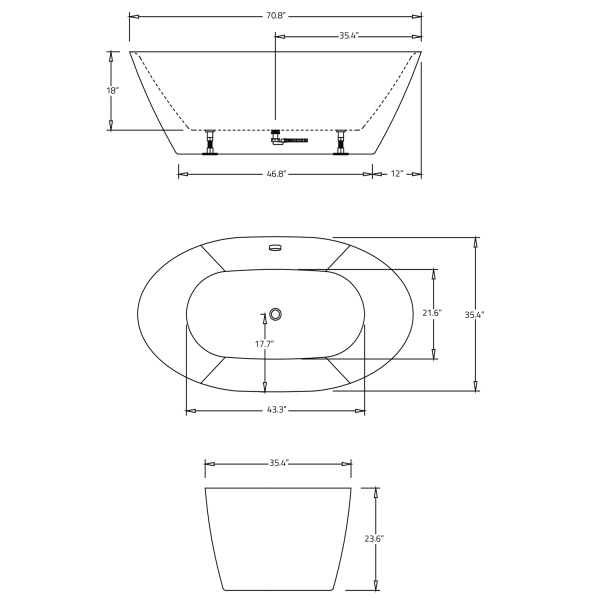 ANZZI FT-AZ107 Adze Series 5.9 ft. Freestanding Bathtub in White
