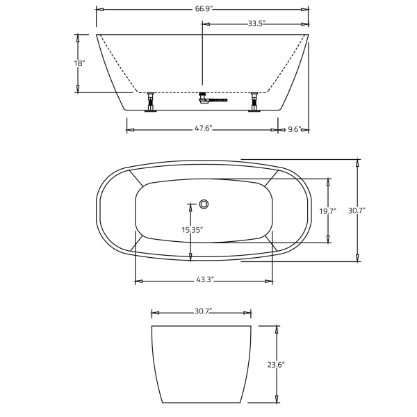 ANZZI FT-AZ108 Bridge Series 5.58 ft. Freestanding Bathtub in White