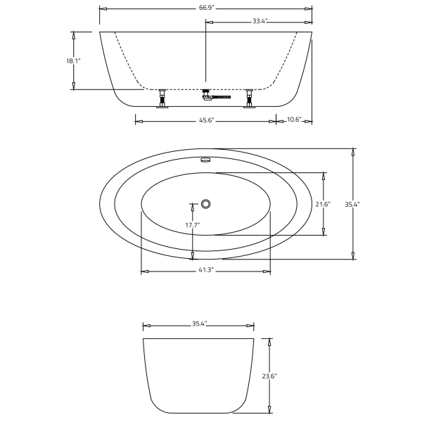 ANZZI FT-AZ111 Yield Series 5.58 ft. Freestanding Bathtub in White