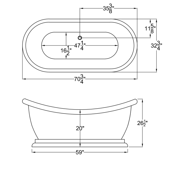 ANZZI FT-AZ113 Ruby 5.9 ft. Acrylic Flatbottom Non-Whirlpool Bathtub White