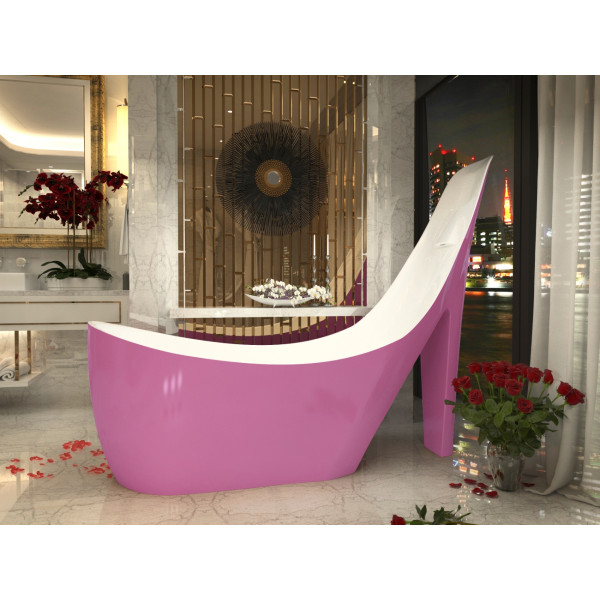 ANZZI FT-AZ219 Gala Reversible Drain Freestanding Bathtub in Glossy Pink