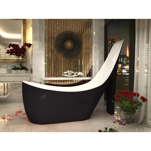 ANZZI FT-AZ220 Gala Reversible Drain Freestanding Bathtub in Glossy Black