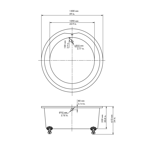 ANZZI FT-AZ302 Cantor Series 4.9 ft. Clawfoot Non-Whirlpool Bathtub - White