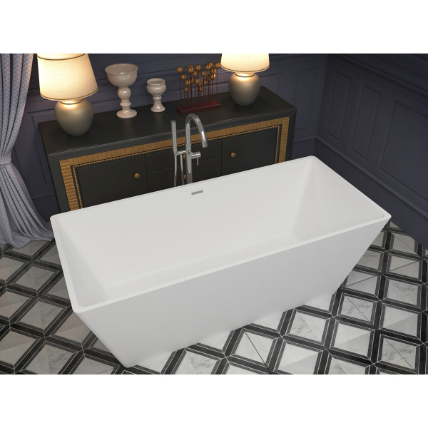 ANZZI FT-AZ501 Cenere Man-Made Stone Freestanding Bathtub in Matte White
