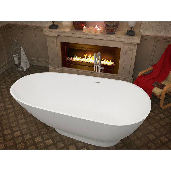 ANZZI FT-AZ506 Volo Man-Made Stone Freestanding Bathtub in Matte White