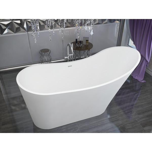 ANZZI FT-AZ507 Alto 5.6 ft. Man-Made Stone Freestanding Bathtub Matte White