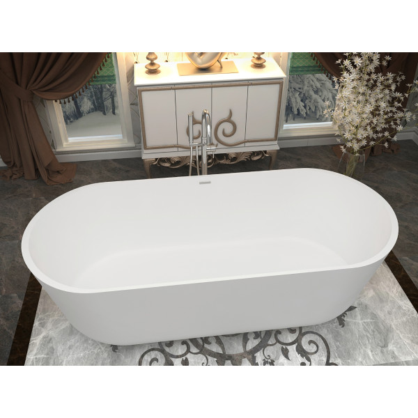 ANZZI FT-AZ511 Sabbia Man-Made Stone Freestanding Bathtub in Matte White