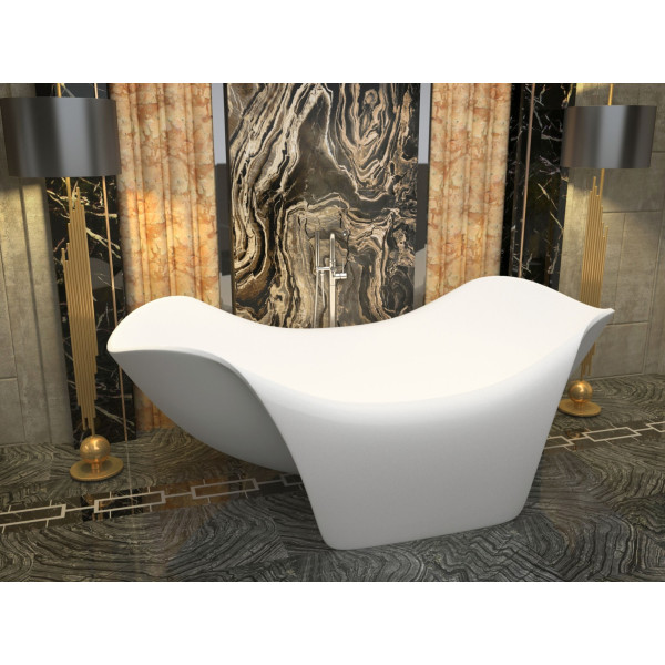 ANZZI FT-AZ512 Cielo Man-Made Stone Freestanding Bathtub in Matte White