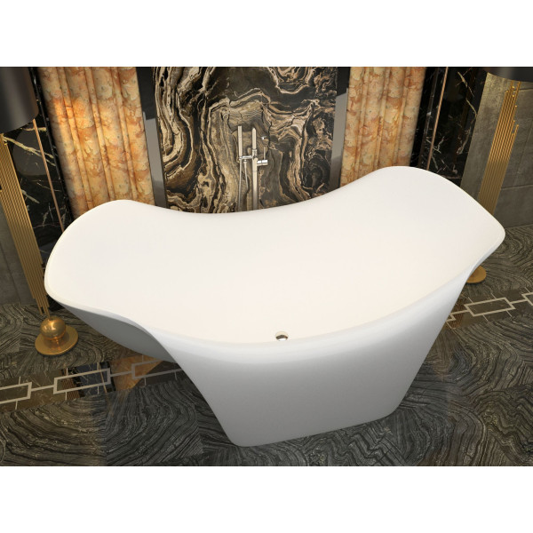 ANZZI FT-AZ512 Cielo Man-Made Stone Freestanding Bathtub in Matte White