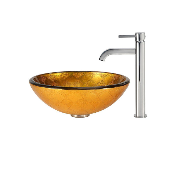 Kraus FVS-1007-PU-10 Ramus Single Lever Vessel Faucet with Matching Drain
