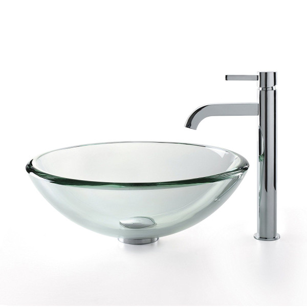 Kraus FVS-1007-PU-10 Ramus Single Lever Vessel Faucet with Matching Drain