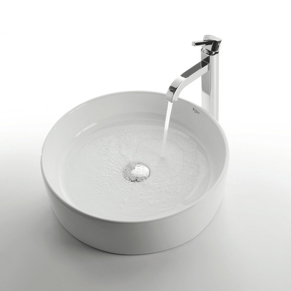 Kraus FVS-1007-PU-10 Ramus Single Lever Vessel Faucet with Matching Drain