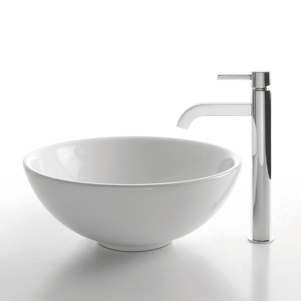 Kraus FVS-1007-PU-10 Ramus Single Lever Vessel Faucet with Matching Drain
