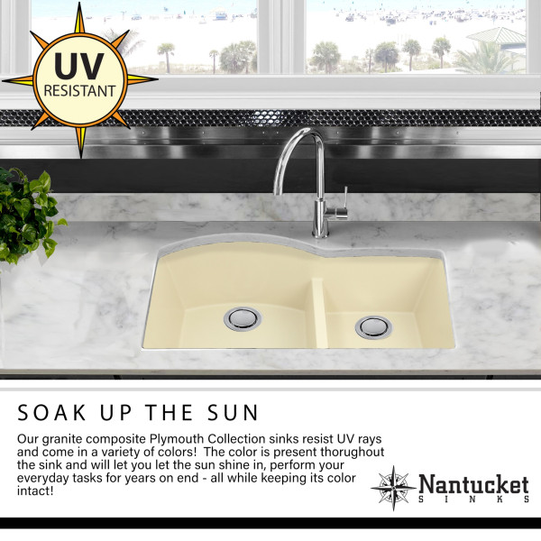 Nantucket Sinks PR3420PS Large Double Bowl Prep Station Granite Composite