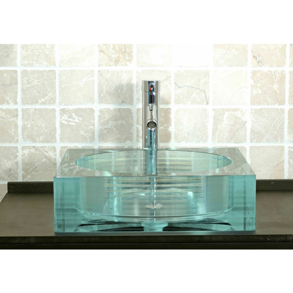 Cantrio Koncepts GS-107 Layered and Fused Tempered Glass Vessel sink