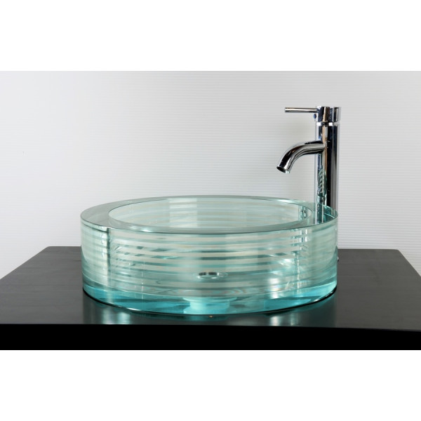 Cantrio Koncepts GS-112 Crystal Layered and Fused Round Glass Vessel Sink