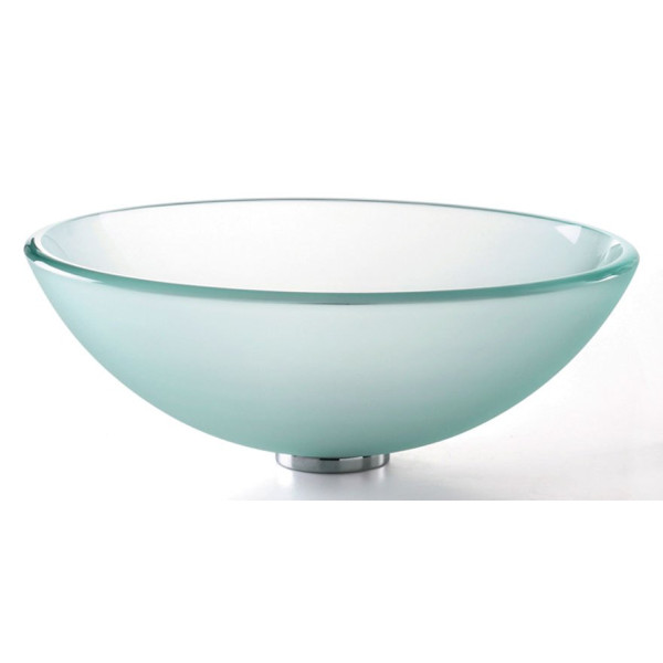 Kraus GV-101-14 14" Top Mount Tempered Glass Sink W/ Pop-Up Drain & Mountin