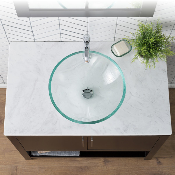 Kraus GV-101-14 14" Top Mount Tempered Glass Sink W/ Pop-Up Drain & Mountin