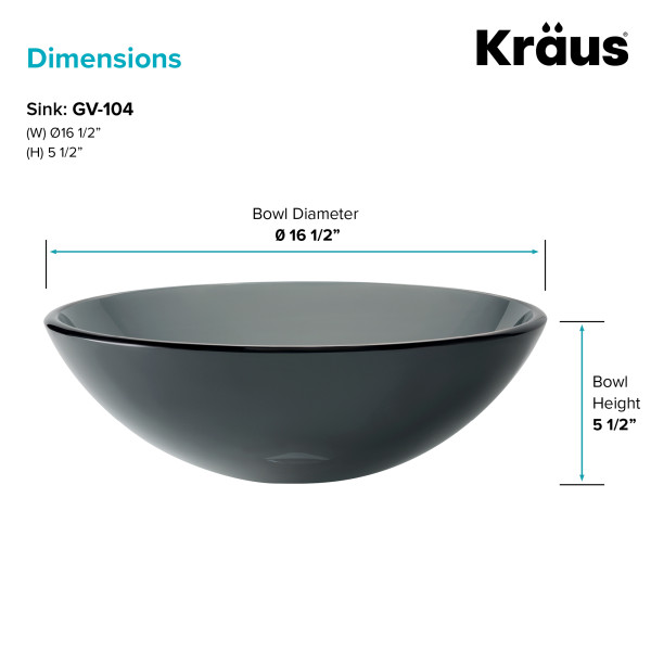 Kraus GV-104 Clear Black Tempered Glass Vessel Sink with PU-MR Chrome