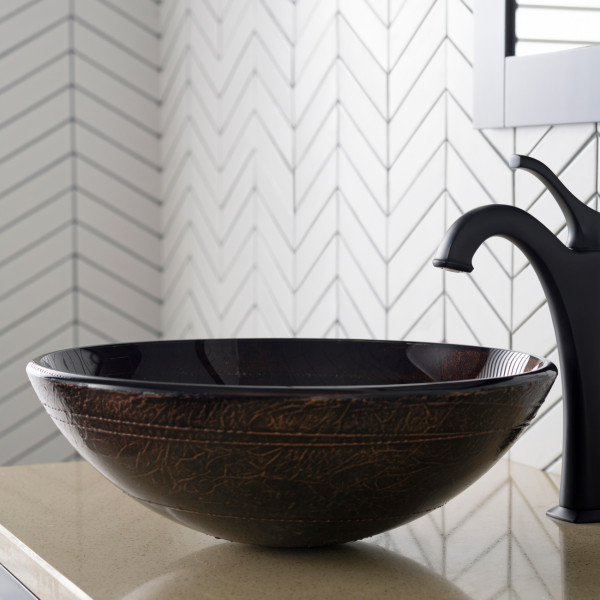 Kraus GV-580 Copper Illusion Glass Vessel Sink with PU-MR Chrome