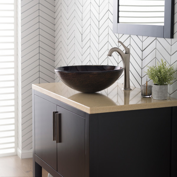 Kraus GV-580 Copper Illusion Glass Vessel Sink with PU-MR Chrome