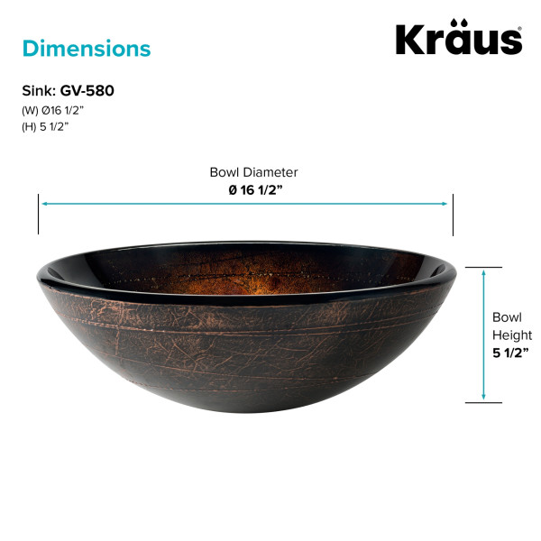 Kraus GV-580 Copper Illusion Glass Vessel Sink with PU-MR Chrome