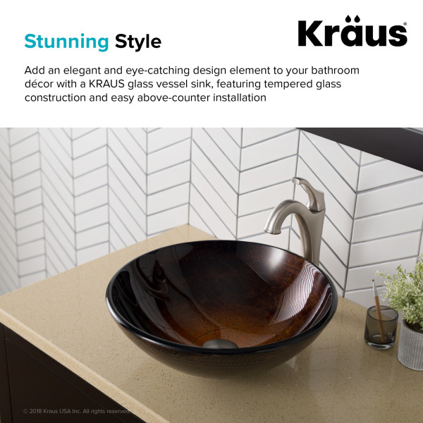 Kraus GV-580 Copper Illusion Glass Vessel Sink with PU-MR Chrome