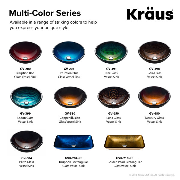 Kraus GV-580 Copper Illusion Glass Vessel Sink with PU-MR Chrome