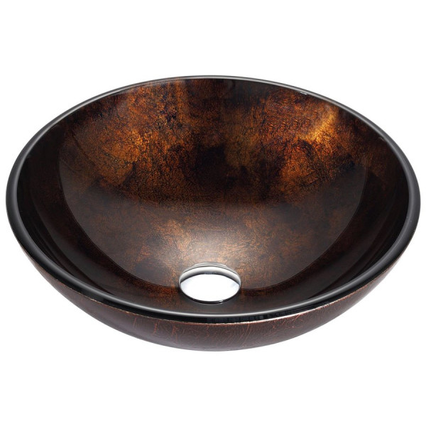 Kraus GV-684 Pluto Tempered Glass Vessel Sink with Pop Up Drain
