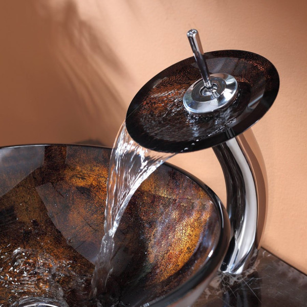 Kraus GV-684 Pluto Tempered Glass Vessel Sink with Pop Up Drain