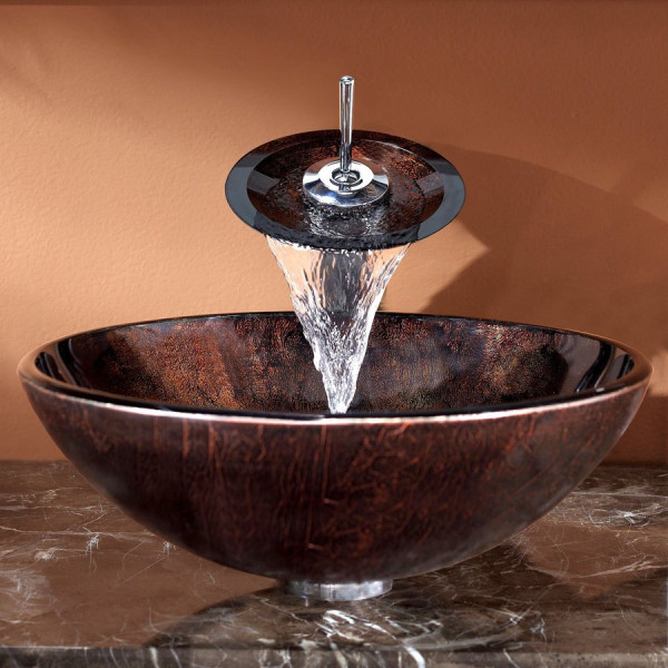 Kraus GV-684 Pluto Tempered Glass Vessel Sink with Pop Up Drain